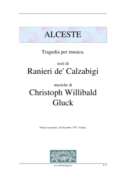 ALCESTE Ranieri de` Calzabigi Christoph Willibald Gluck