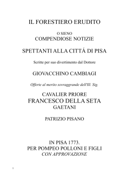 Il Forestiero erudito, o sieno compendiose notizie spettanti alla citt&agrave;