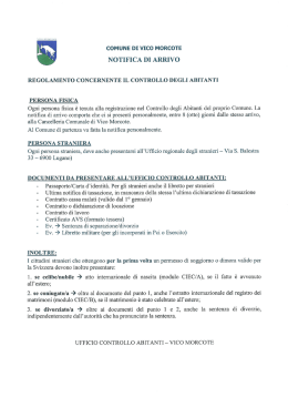 Notifica di arrivo-Documenti da presentare