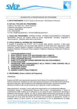 SVEP Centro di Servizio per il Volontariato di Piacenza B. DAT