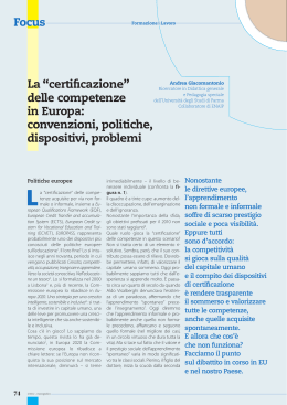 La “certificazione” delle competenze in Europa: convenzioni