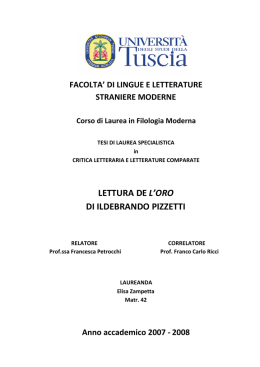 lettura de l`oro di ildebrando pizzetti