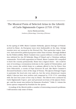 The Musical Form of Selected Arias in the Libretti of Carlo