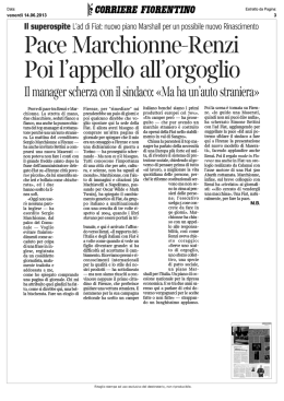 Pace Marchionne-Renzi Poi l`appello all`orgoglio