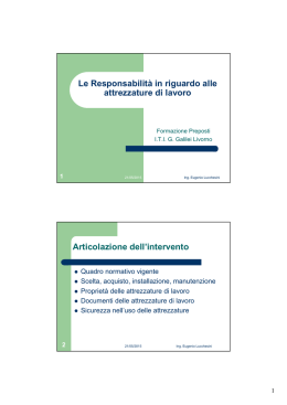 Le Responsabilit&agrave; in riguardo alle attrezzature di lavoro