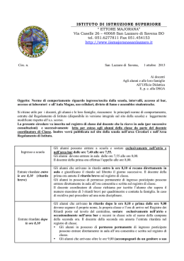 Norme di comportamento riguardo ingresso/uscita