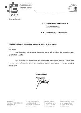 Spett. COMUNE DI GAMBE`ITOLA SEDE MUNICIPALE CA Gent.mo