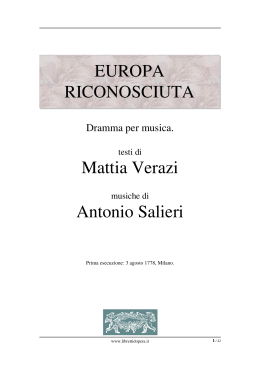 Europa riconosciuta - Libretti d`opera italiani