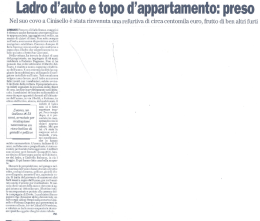 Ladro d`auto e topo d`appartamento: preso