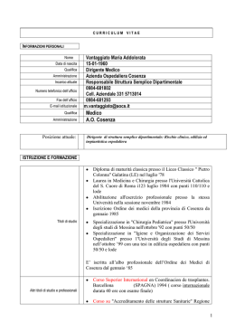 curriculumvitae - Azienda Ospedaliera di Cosenza