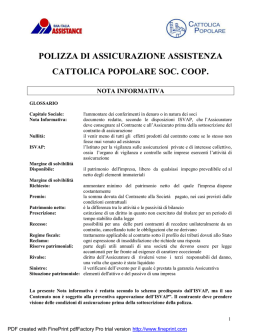 polizza di assicurazione assistenza cattolica popolare soc. coop.