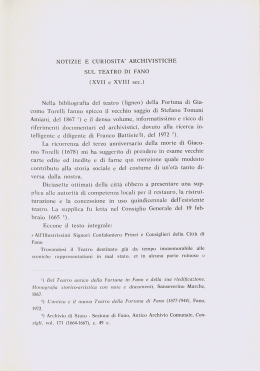 Notizie e curiosit&agrave; archivistiche sul Teatro di Fano (XVII e XVIII sec.)