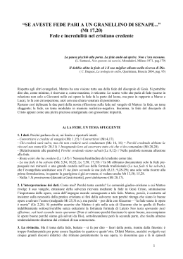 &ldquo;SE AVESTE FEDE PARI A UN GRANELLINO DI SENAPE...&rdquo; (Mt 17