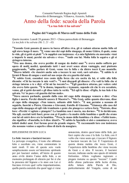 La tua fede ti ha salvata - Comunit&agrave; Regina degli Apostoli