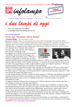 Note sul “Decreto salva-Italia”