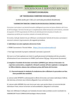 Vademecum Curriculum Sociologia e Ricerca Sociale