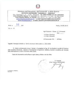 Circolare N.15 Consegna Libretto su rischi e sicurezza della scuola