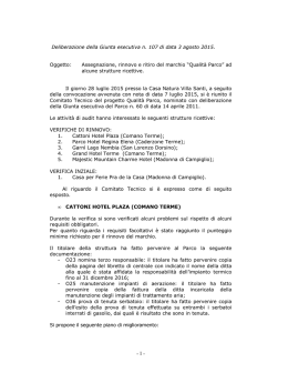 Deliberazione della Giunta esecutiva n. 107 di data 3 agosto 2015