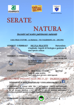 "Serate Natura" organizzati da Legambiente e CAI sez. Ancona.