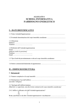 SCHEDA INFORMATIVA FABBISOGNO ENERGETICO