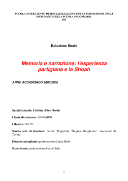 Memoria e narrazione: l`esperienza partigiana e la - Roberto