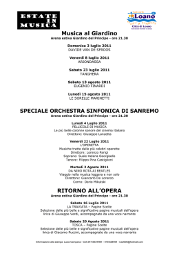 Musica al Giardino RITORNO ALL`OPERA