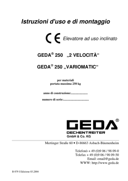 Istruzioni d`uso e di montaggio Elevatore ad uso inclinato GEDA