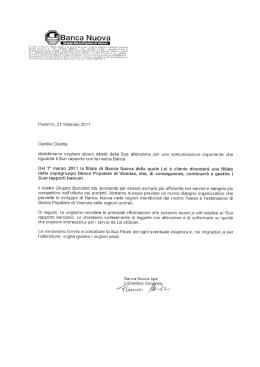 Comunicazione a Clienti - Banca Popolare di Vicenza