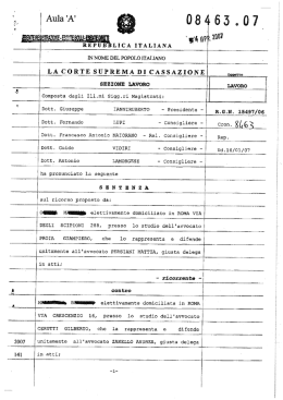 Sentenza Corte di Cassazione n&deg; 8463 del 16/01/2007