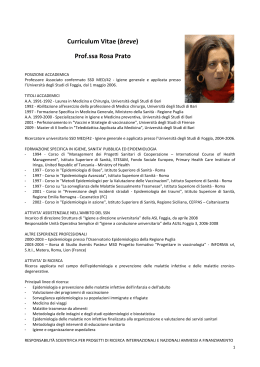 Curriculum vitae e pubblicazioni - Universit&agrave; degli Studi di Foggia