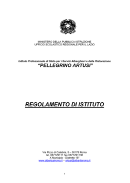 regolamento di istituto - IPSSAR Pellegrino Artusi di Roma