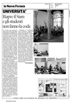 La Nuova Ferrara del 30/08/2011 - Universit&agrave; degli Studi di Ferrara