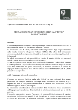 Regolamento Sala Pifferi - Fondazione Casa di Oriani