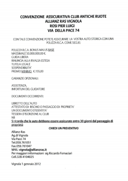 CONVENZIONE ASSICURATIVA CLUB ANTICHE RUOTE
