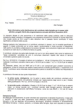 Lettera per il contributo scolastico