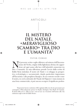 IL MISTERO DEL NATALE, &laquo;MERAVIGLIOSO SCAMBIO&raquo; TRA DIO