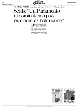 Settis: "Un Parlamento di nominati non pu&ograve; cambiare la Costituzione"