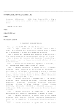 DECRETO LEGISLATIVO 9 aprile 2008, n. 81 Attuazione dell