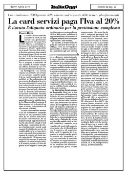 La card servizi paga l`Ivaal 20%