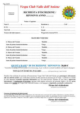 Modulo di Iscrizione - Vespa Club Valle dell`Aniene