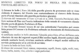 documenti per rinnovo libretto per porto di pistola