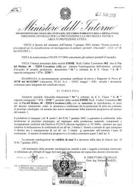 Omologa ministeriale - Emme Antincendio Srl