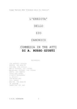 L`Eredit&agrave; dello Zio Canonico - gruppogiovanilevillamesa.it