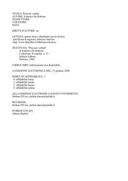 TITOLO: Processi verbali AUTORE: Federico De