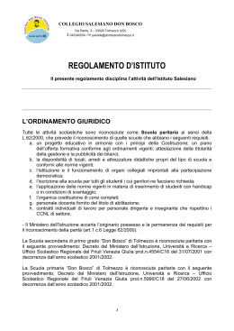 Regolamento d`istituto - Collegio Salesiano Don Bosco Tolmezzo
