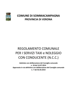 REGOLAMENTO COMUNALE PER I SERVIZI TAXI e NOLEGGIO