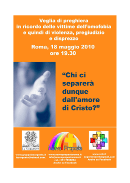 Veglia anti-omofobia: Materiali e testimonianze