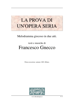La prova di un`opera seria - Libretti d`opera italiani