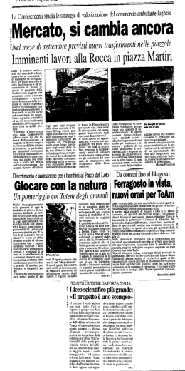 Mercato, si cambia ancora - Rassegna Stampa