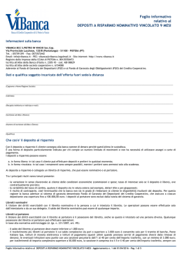 FOGLIO INFORMATIVO relativo al DEPOSITI A